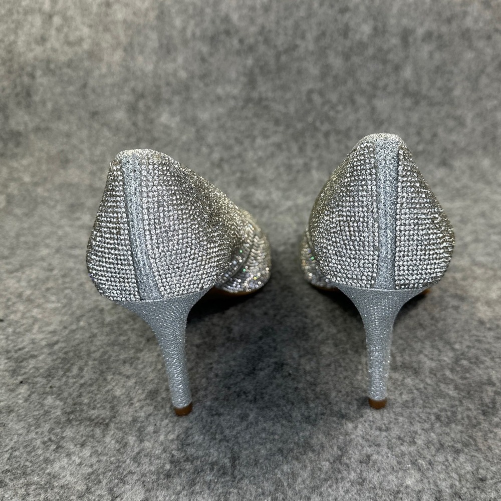 INC International Concepts Silver Rhinestone Pumps Womens 8W Pointed Toe Heels - Picture 6 of 12